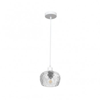 Distribuidor - Lâmpadas Diversas | Lâmpadas Modernas | COLGANTE ESTELA 1XE27 BLANCO REGX13X13 CM C/TULIPA CRISTAL TALLADO TRANSPARENTE Ref: 196891001
